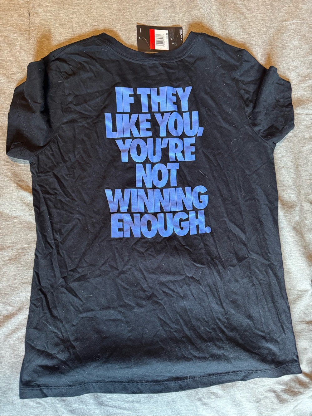 Nike Black Short-Sleeve Tee with Blue Motivational Text